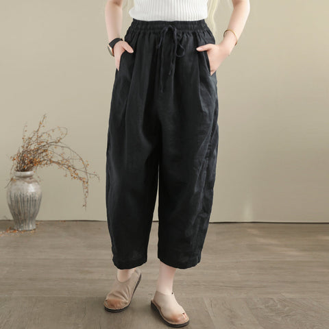 Women Summer Minimalist Loose Linen Pants