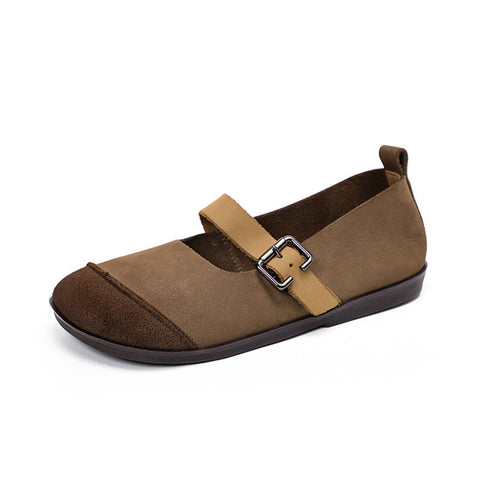 Women Summer Retro Leather Flat Casual Loafers