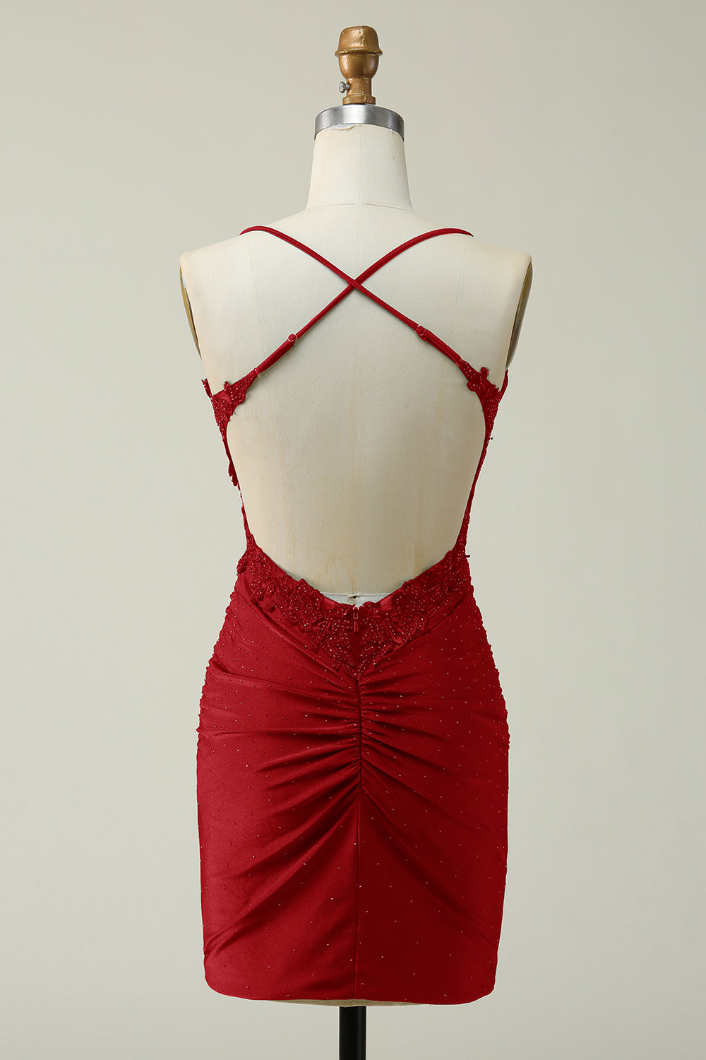 Hot Selling Bodycon Spaghetti Straps Dark Green Short Homecoming Dress with Appliques