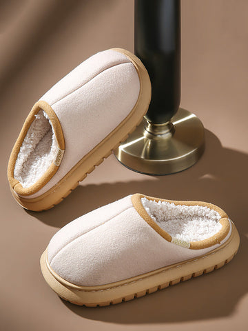 Winter Indoor Couple Pure Color Warm Plush Slippers