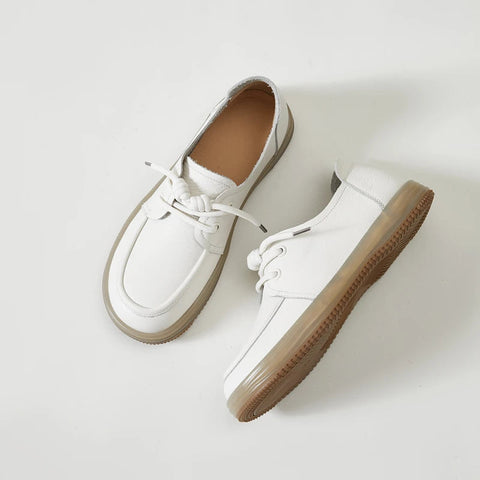 Echtes Leder Sneakers Frauen 2024 Neue Lace-up Frauen Loafers Casual Flache Kuh Sehne Sohle Krankenschwester Schuhe Frauen