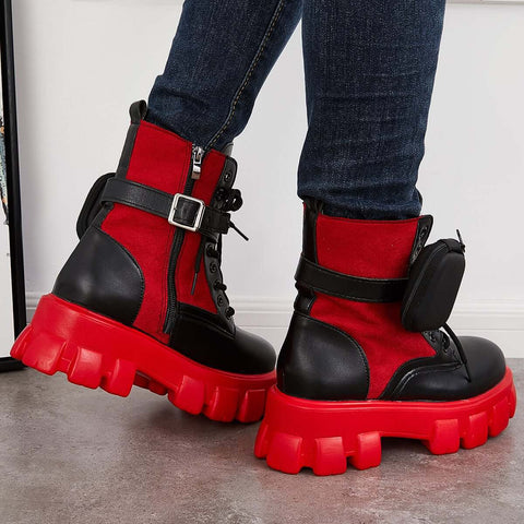 Chunky Platform Combat Ankle Boots Goth Lug Sole Booties
