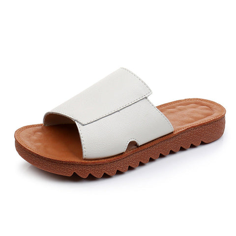 Flache Retro-Leder-Freizeitschuhe für den Sommer