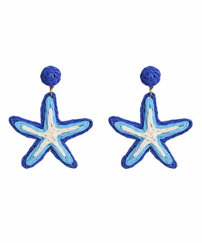Beach Blue Sterling Silver Alloy Starfish Drop Earrings