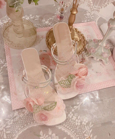 Original Design Flower Butterfly Zircon Slide Sandals Peep Toe