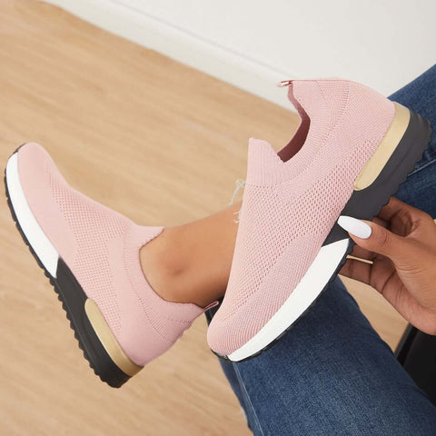 Lässige Slip-on-Strick-Loafters, atmungsaktive Wanderschuhe