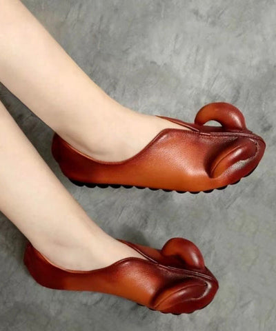 Böhmische braune Schafshorn-Flachschuhe aus Rindsleder