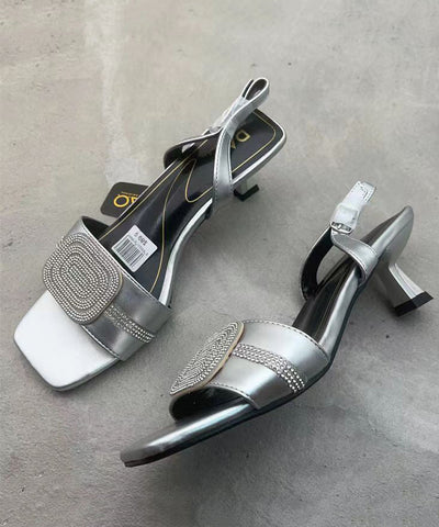 Rose Zircon Open Toe High Heels Sandals