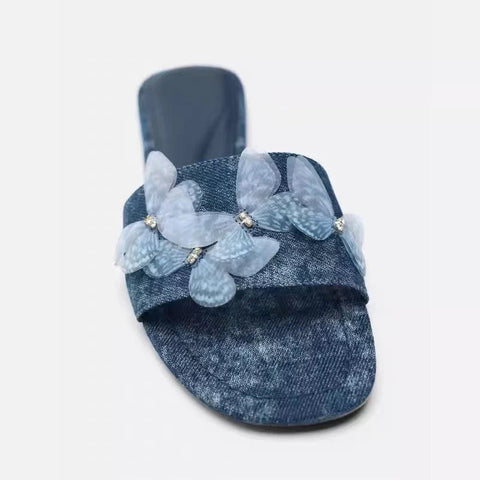 2024 Summer Open Toe Women Beach Slippers Fashion Butterfly-knot Ladies Outdoor Flats Slides Female Retro Style Shoes
