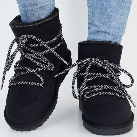Lace Up Ankle Snow Boots Non Slip Warm Winter Booties