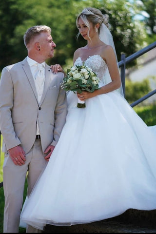 Bmbridal White Princess Wedding Dress Sweetheart Long On Sale