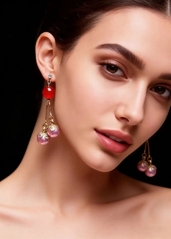 Elegant Purple Pearl Zircon Drop Earrings