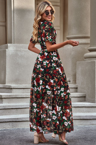 Resort-Maxikleid mit Rüschen und Blumenmuster