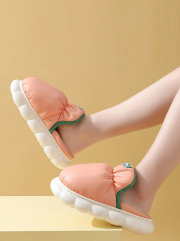 Indoor Unisex Casual Solid Plush Slippers