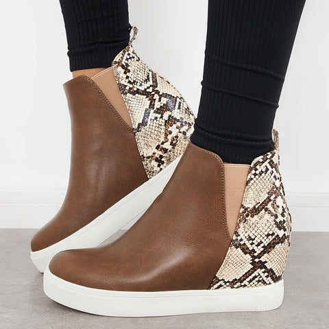 Slip on Hidden Wedge Sneakers Platform Wedge Booties