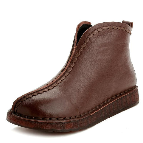 Leather Vintage Ethnic Style Soft Women Ankle Boots ( Added plush styles)