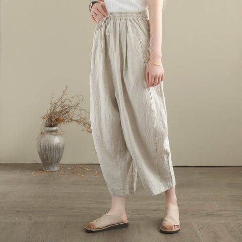 Women Summer Minimalist Loose Linen Pants