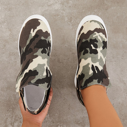 Camouflage Platform Hidden Wedge Sneakers Ankle Booties