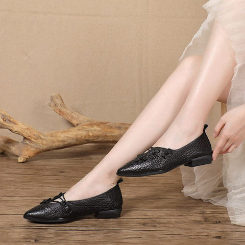 Women Spring Summer Retro Leather Flat Casual Shoes