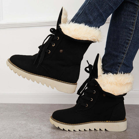 Non Slip Ankle Snow Booties Faux Fur Mid Calf Warm Boots