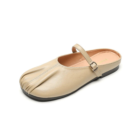 2024 new summer women's slippers Korean style mary jane shoes mules Ladies casual black flats Work shoes Large size 41-43