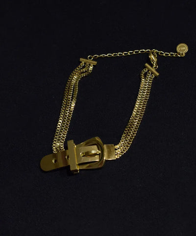 Stylish Gold Stainless Steel Overgild Buckle Bracelet