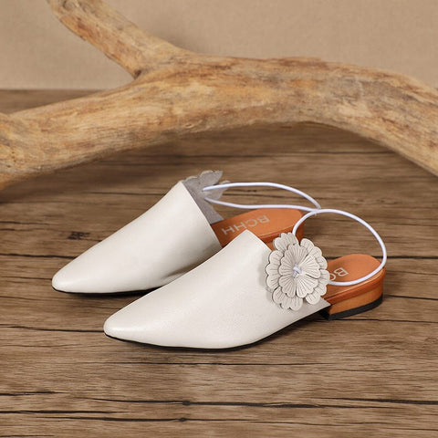 Summer Retro Leather Casual Pointed Toe Slippers