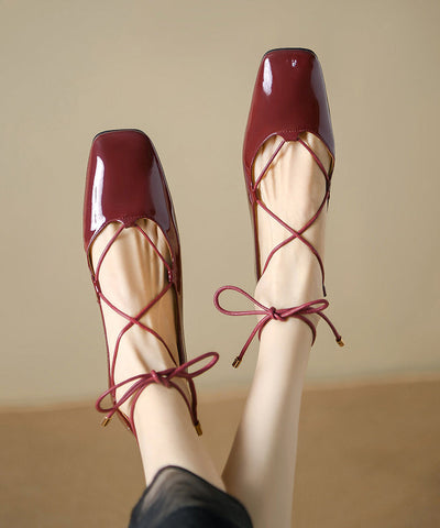 Französische Mulberry-Schnürschuhe mit Spleißen und quadratischer Spitze