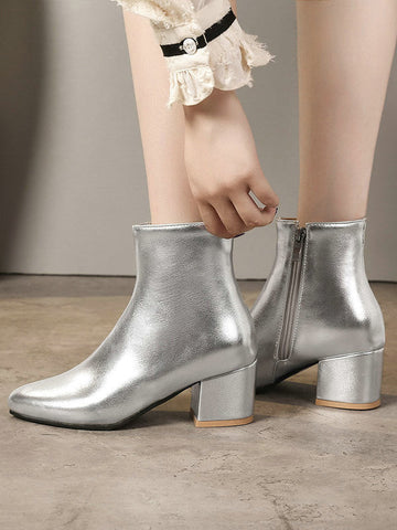 Pointed-Toe Ripped Split-Joint Pumps Chelsea Boots