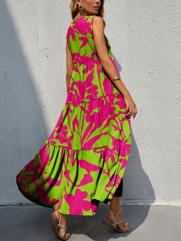Bold Boho Tiered Summer Midi Dress