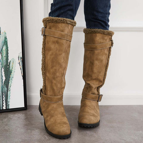 Warm Knee High Snow Boots Winter Fur Lined Riding Boots