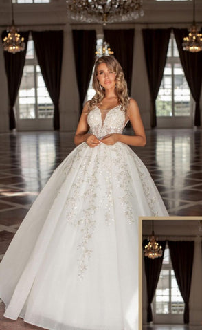 Bmbridal Sleeveless Ball Gown Wedding Dress Princess With Appliques