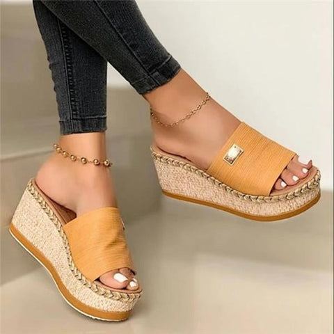 Open Toe Espadrille Platform Wedges Slip on Sandals