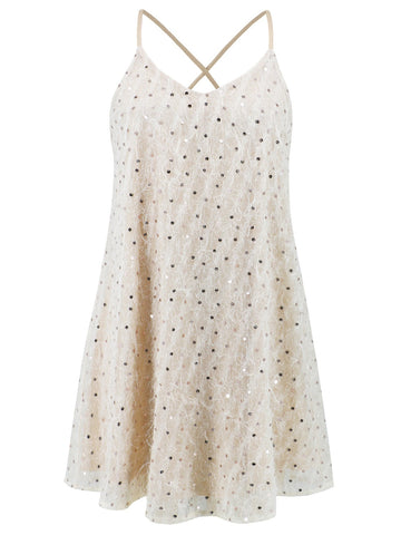 Cocktailkleid mit Pailletten und V-Ausschnitt und Mini-Camisole