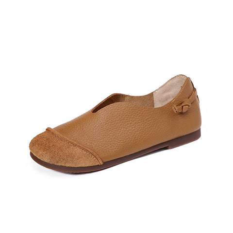 Spring Summer Women Retro Leather Flat Casual Loafers