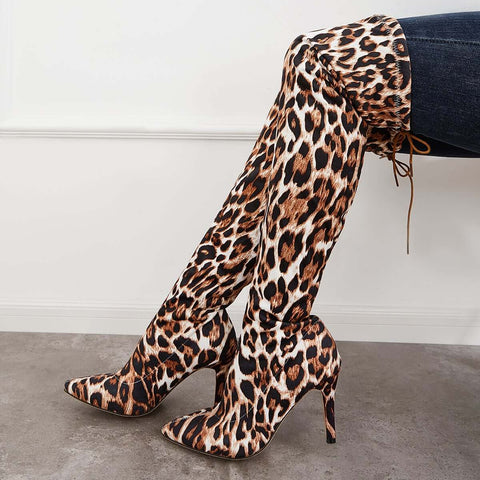 Stretchy Over The Knee Boots Pointed Toe Stiletto Heel Boots
