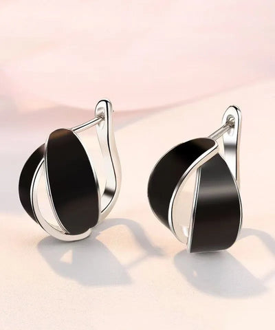 2026 New Black Copper Dipping Glaze Hoop Earrings