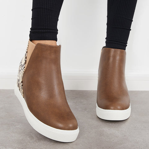 Slip on Hidden Wedge Sneakers Platform Wedge Booties