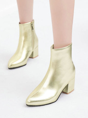 Pointed-Toe Ripped Split-Joint Pumps Chelsea Boots