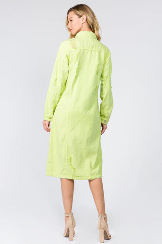 Midikleid aus Distressed-Jeansstoff mit Knopfleiste
