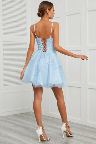 Tulle Short Prom Dress with Appliques