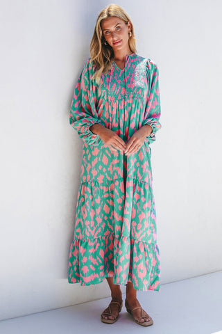 Langärmliges Midi-Strandkleid