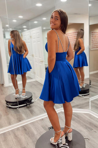 A-line Spaghetti Straps Short Homecoming Dress