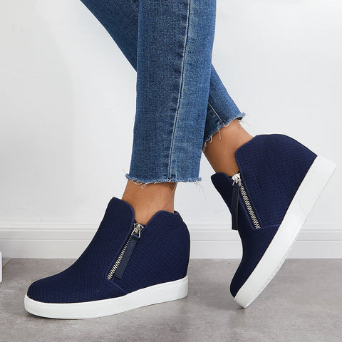 Casual Hidden Wedge Sneakers Platform Wedge Booties