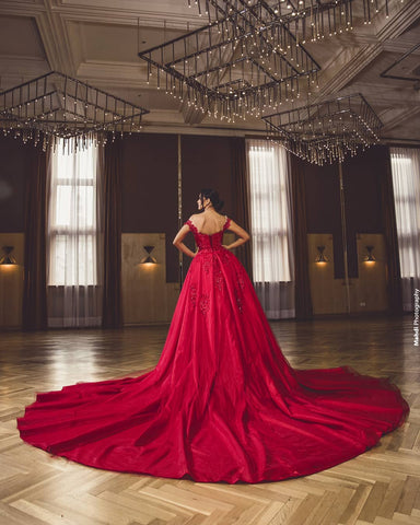 Off-the-Shoulder Prom Dress Lace Appliques With Overskirt