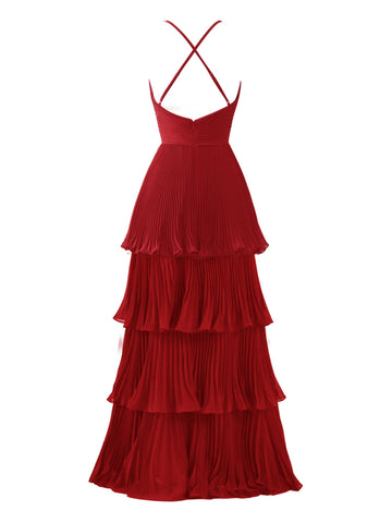 A-Line Tiered Floor Length Chiffon Bridesmaid Dress