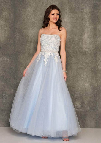 Laced Straight-Across Prom Ballgown