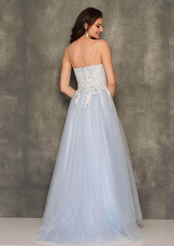 Laced Straight-Across Prom Ballgown