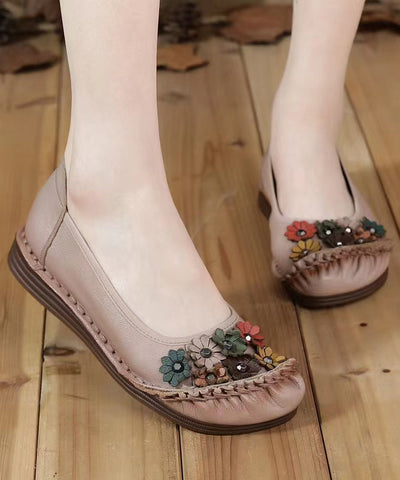 Einzigartige schwarze flache Schuhe mit Blumenmuster