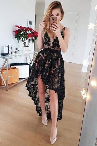 High Low Lace Rückenfreies Sexy Partykleid, Ballkleid